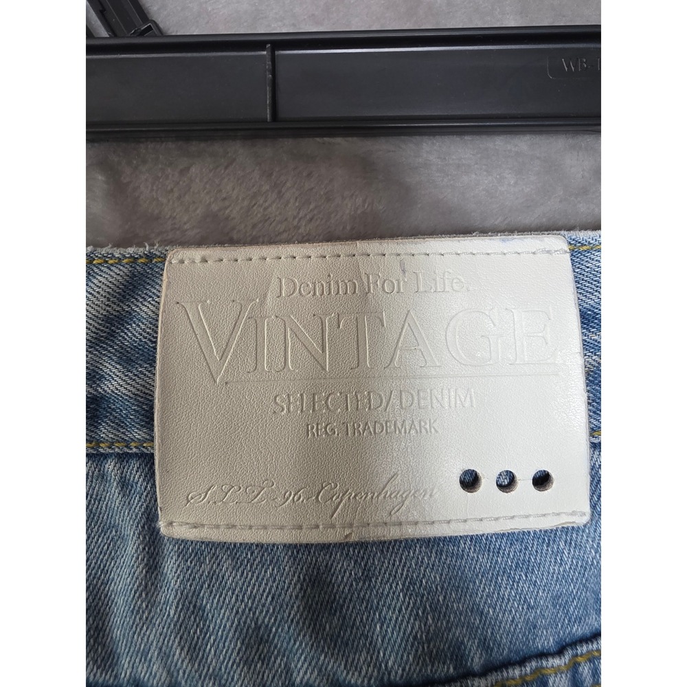 Selected Denim Mens Jean Shorts W36 XL Light Wash Regular Fit Cuffed Bermuda - Picture 9 of 9